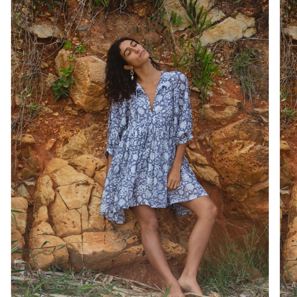Daughters of India Blue Floral Midi Dress